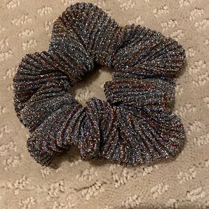 Aerie silver with black / blue and red sparkles scrunchie